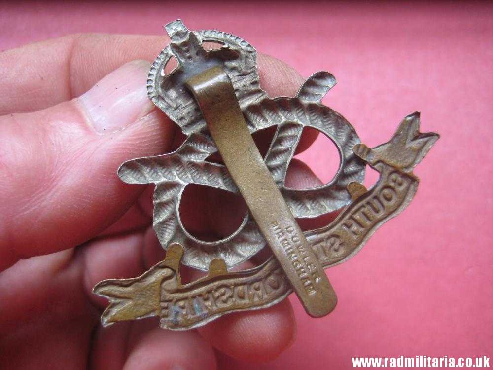 & WW1 original British CAP BADGE - SOUTH STAFFORDSHIRE maker: DOWLER BIRMINGHAM. - Image 11