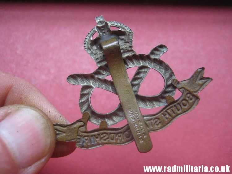 & WW1 original British CAP BADGE - SOUTH STAFFORDSHIRE maker: DOWLER BIRMINGHAM. - Image 15