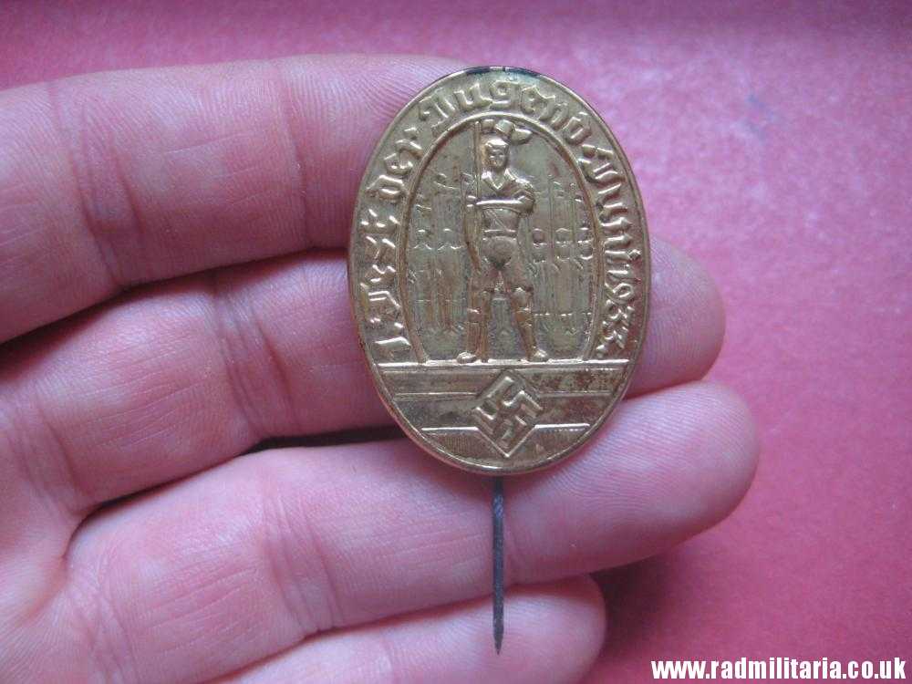 & pre WW2 German early HJ HitlerJugend gilded TINNIE BADGE - 1. Fest Der Jugend Juni 1933. - Image 6