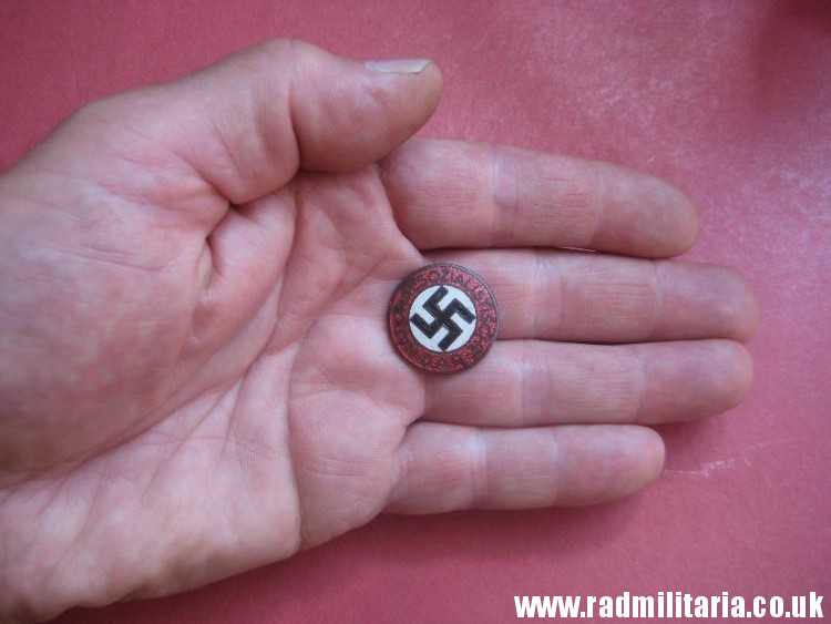 & WW2 GERMAN NSDAP membership ENAMEL BADGE maker: RZM M1/78 metal detecting. - Image 9