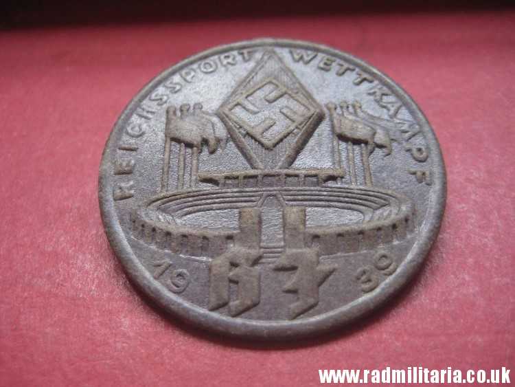 & original German HJ BADGE with date - 1939 made of compressed paper.