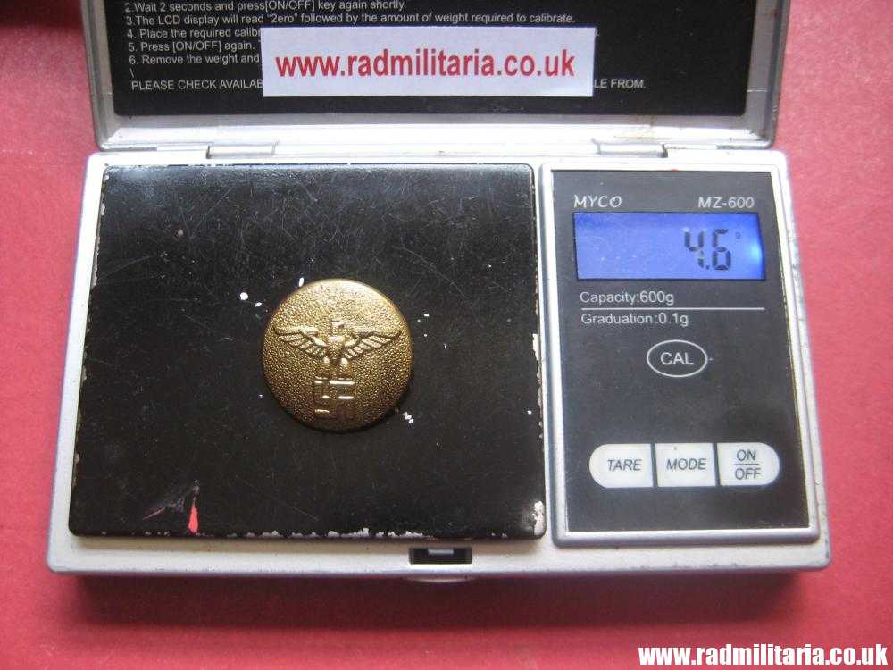 & WW2 German gold color NSDAP BUTTON large size, marked: RZM M5/65/5, very good condition. - Image 11