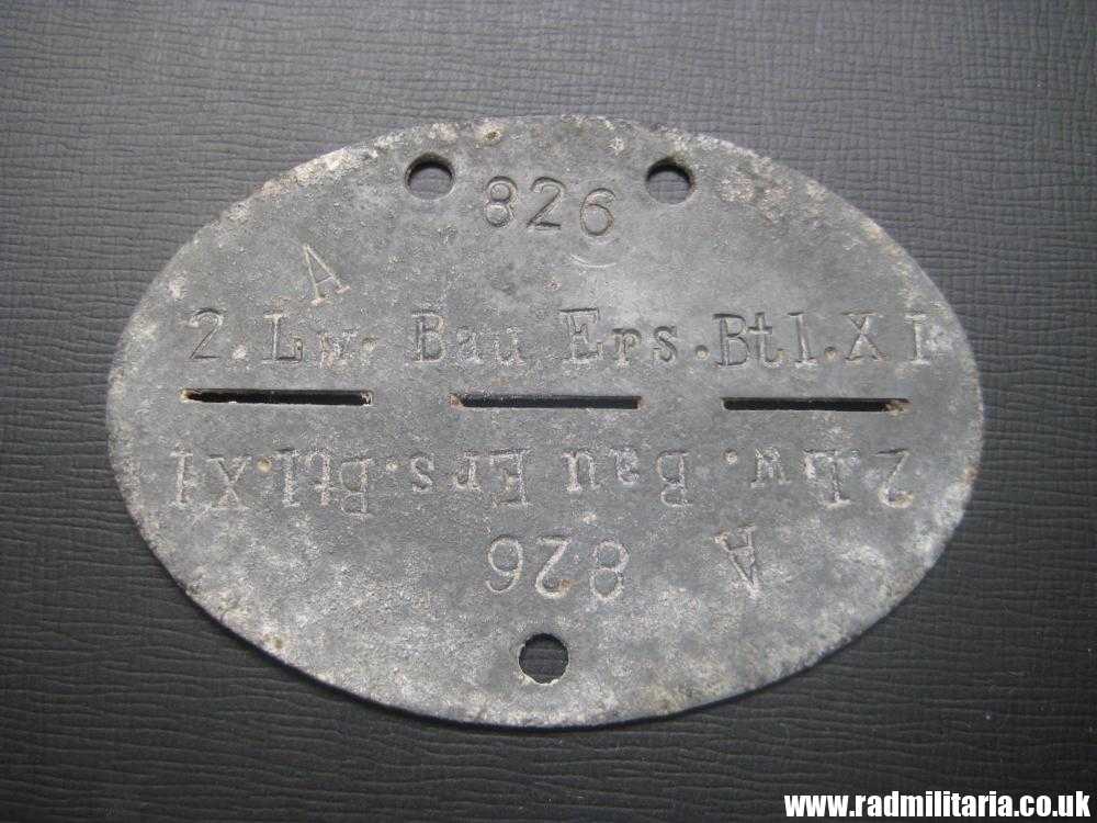 & original German Luftwaffe DOG TAG – ID DISC: A 826 2.Lw.Bau Ers.Btl.XI - metal detecting find. - Image 6