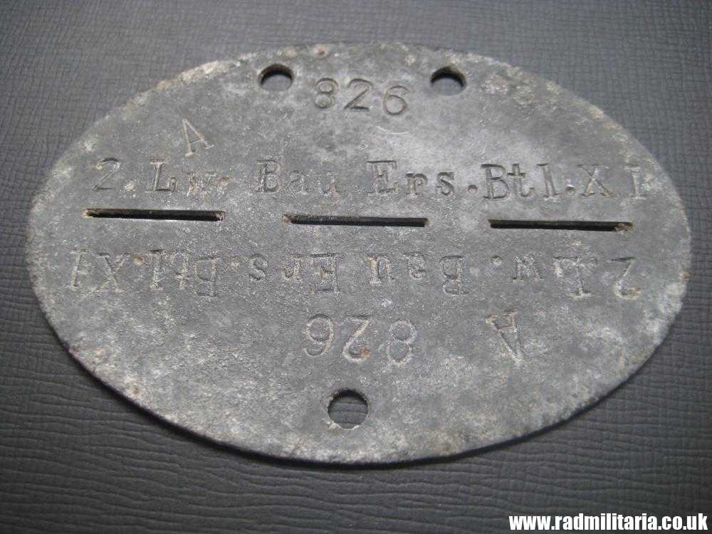 & original German Luftwaffe DOG TAG – ID DISC: A 826 2.Lw.Bau Ers.Btl.XI - metal detecting find. - Image 7
