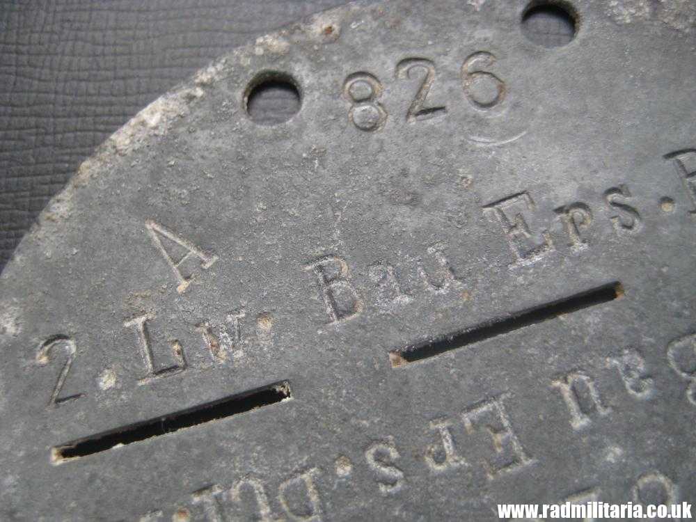 & original German Luftwaffe DOG TAG – ID DISC: A 826 2.Lw.Bau Ers.Btl.XI - metal detecting find. - Image 8