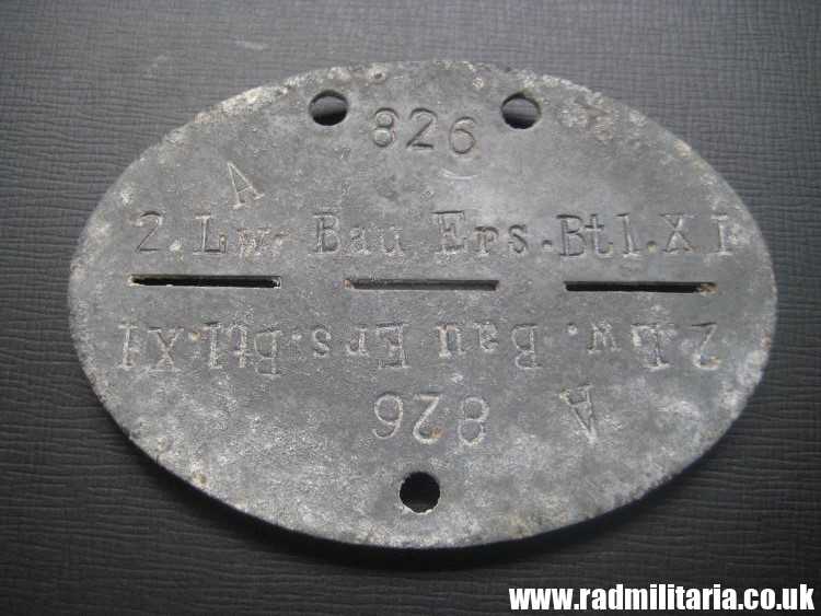 & original German Luftwaffe DOG TAG – ID DISC: A 826 2.Lw.Bau Ers.Btl.XI - metal detecting find. - Image 10