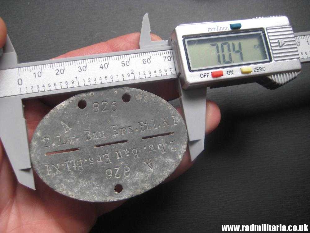 & original German Luftwaffe DOG TAG – ID DISC: A 826 2.Lw.Bau Ers.Btl.XI - metal detecting find. - Image 13
