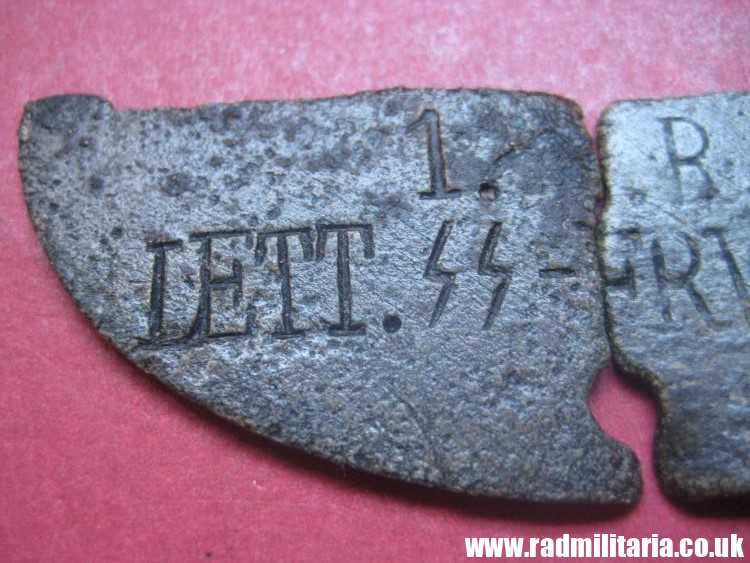 & WW2 original SS DOG TAG ID Disc badly damaged: LETTLAND - 1./R.4 LETT.SS.FRW.DIV. 190, genuine. - Image 5