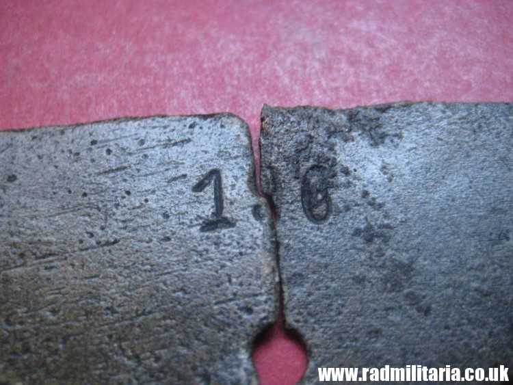 & WW2 original SS DOG TAG ID Disc badly damaged: LETTLAND - 1./R.4 LETT.SS.FRW.DIV. 190, genuine. - Image 7