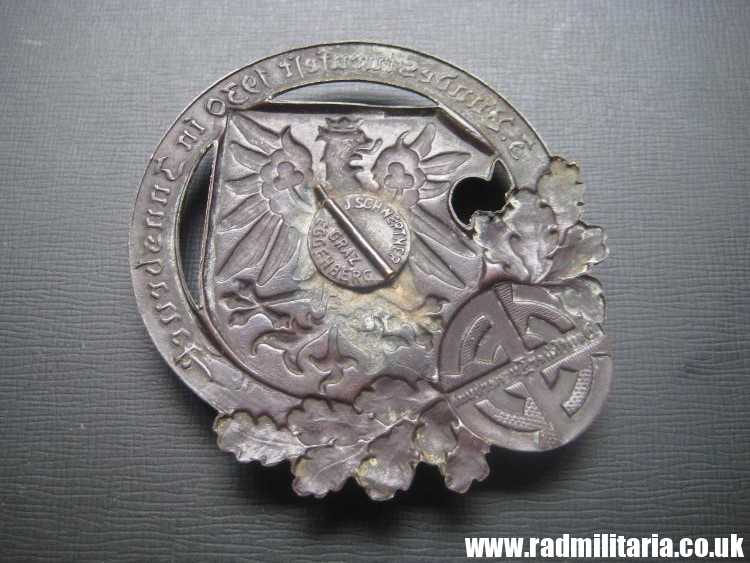 & WW2 1930 German LARGE size METAL BADGE, maker: J.SCHWERTNER EGGENBERG GRATZ, genuine !! - Image 12