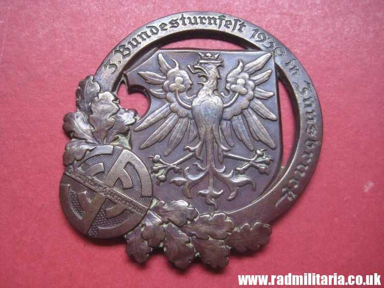 & WW2 1930 German LARGE size METAL BADGE, maker: J.SCHWERTNER EGGENBERG GRATZ, genuine !! - Image 2