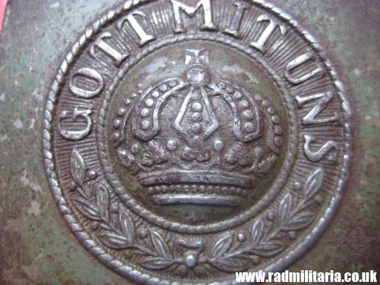 & WW1 German BELT BUCKLE made of steel - GOTT MIT UNS, 100% genuine - as found.