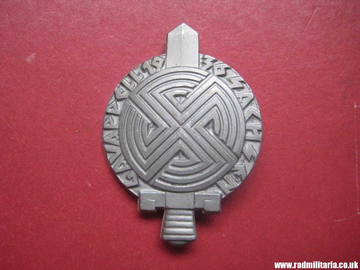 & German large size NSDAP Tinnie BADGE: GauAppell Sachsen 20-21 Juni 1936. - Image 2