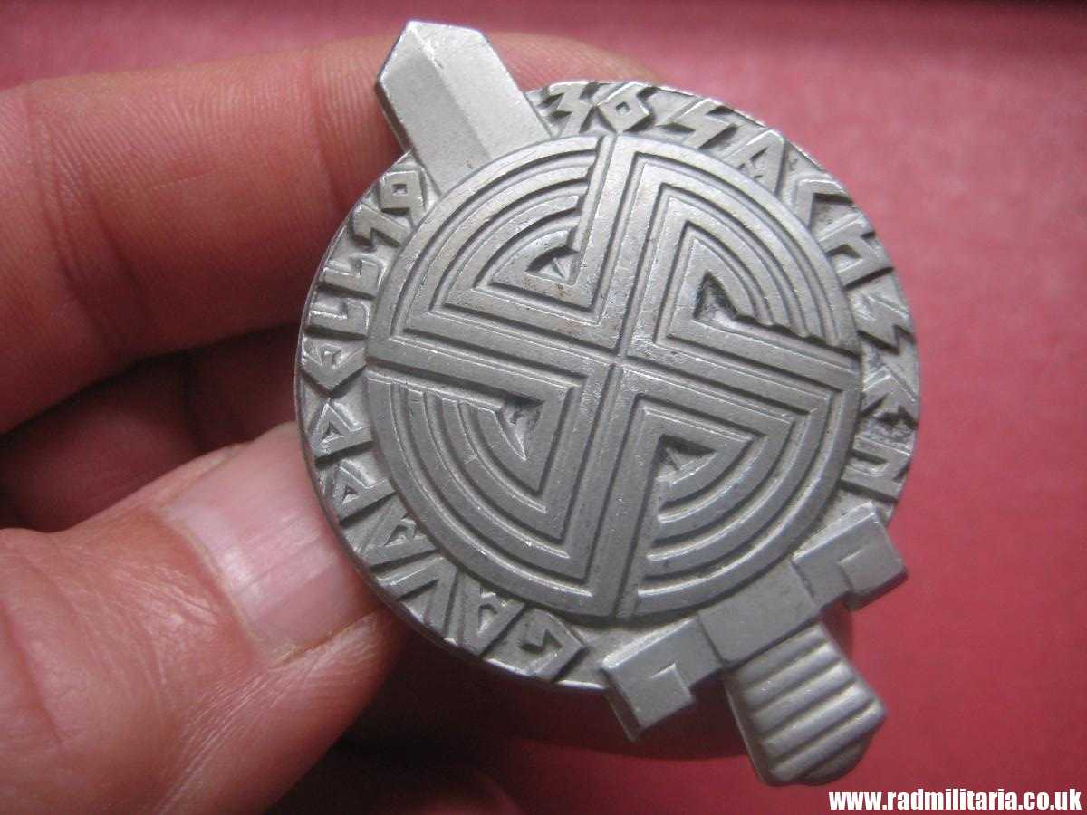 & German large size NSDAP Tinnie BADGE: GauAppell Sachsen 20-21 Juni 1936. - Image 9