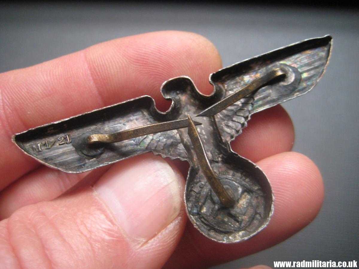 & WW2 Nazi German NSDAP eagle BADGE - Cap Badge, marked: RZM M1/21 - metal CUPAL. - Image 20