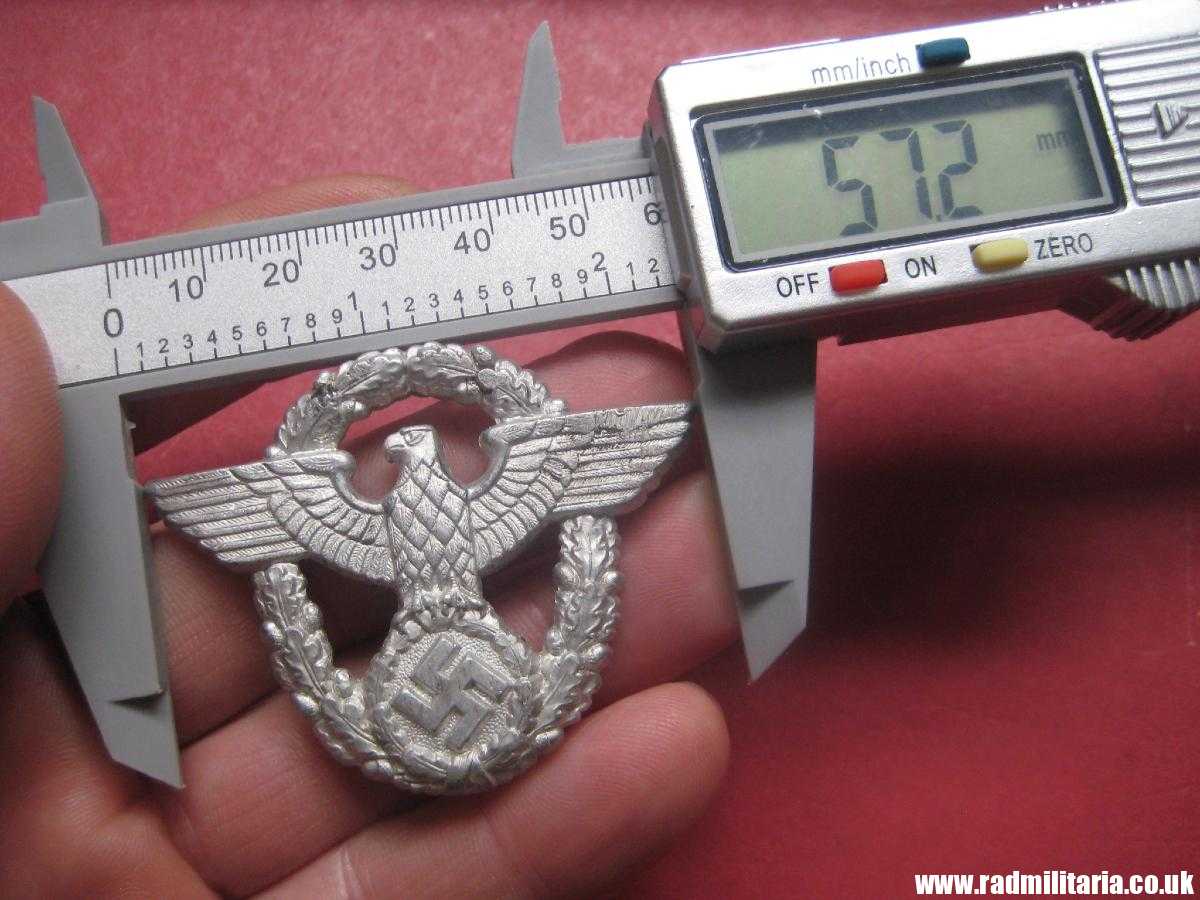 & WW2 original German EAGLE BADGE - CAP BADGE maker marks: "A" Assmann - GENDARMERIE. - Image 15