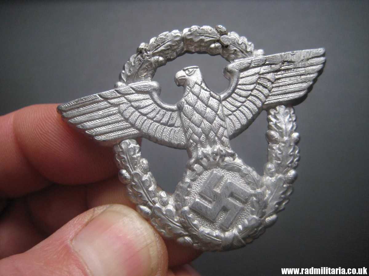 & WW2 original German EAGLE BADGE - CAP BADGE maker marks: "A" Assmann - GENDARMERIE. - Image 21