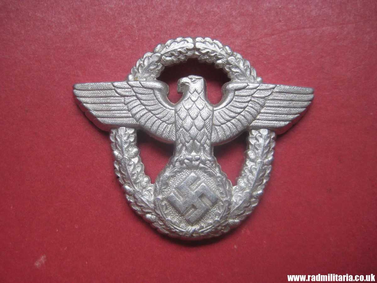 & WW2 original German EAGLE BADGE - CAP BADGE with maker marks: "C.T.D." - GENDARMERIE. - Image 12