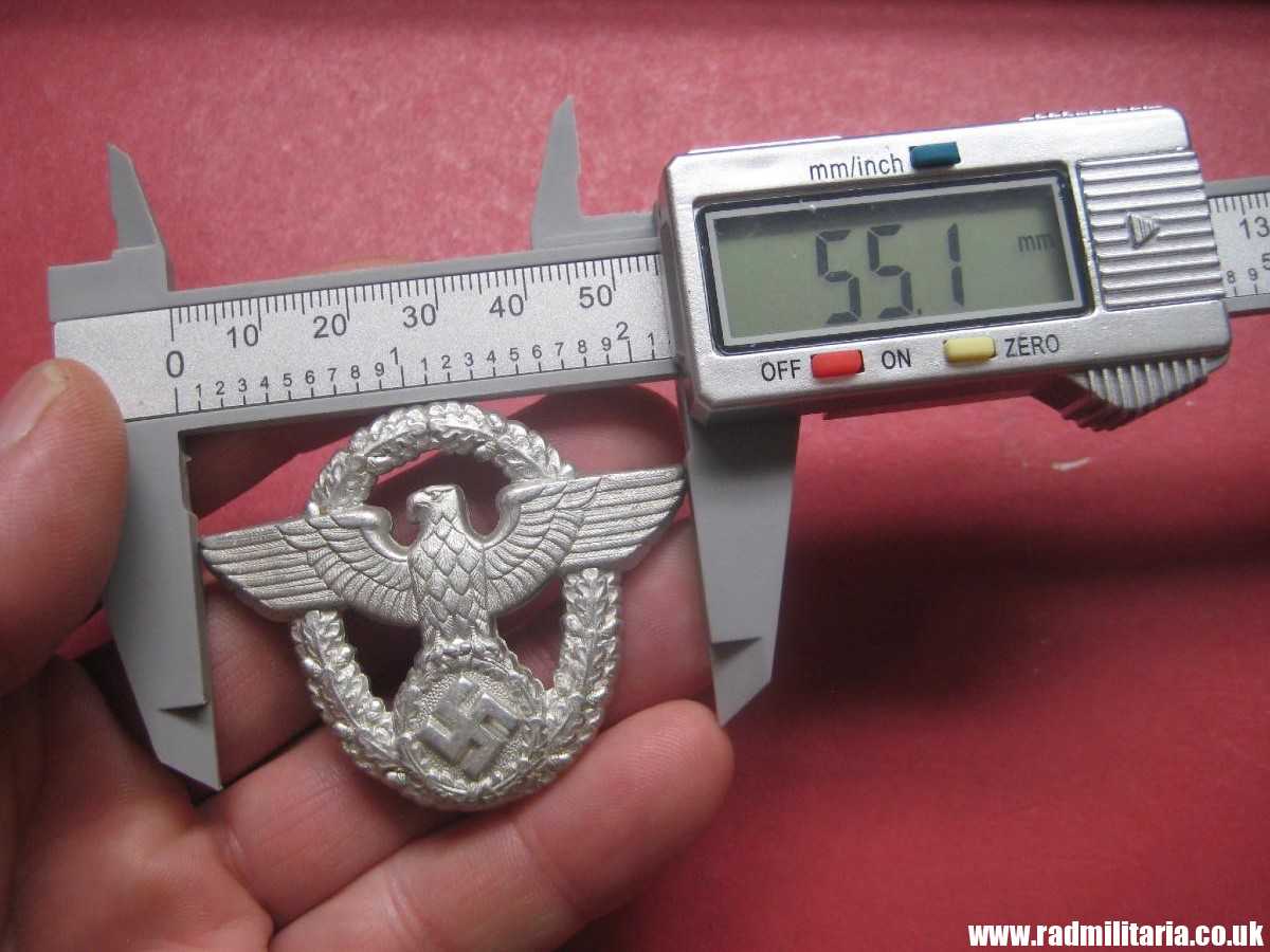 & WW2 original German EAGLE BADGE - CAP BADGE with maker marks: "C.T.D." - GENDARMERIE. - Image 16