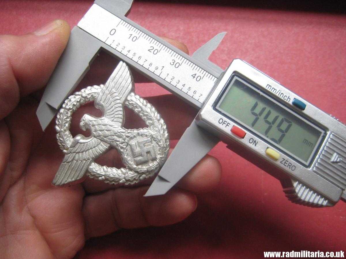 & WW2 original German EAGLE BADGE - CAP BADGE with maker marks: "C.T.D." - GENDARMERIE. - Image 17