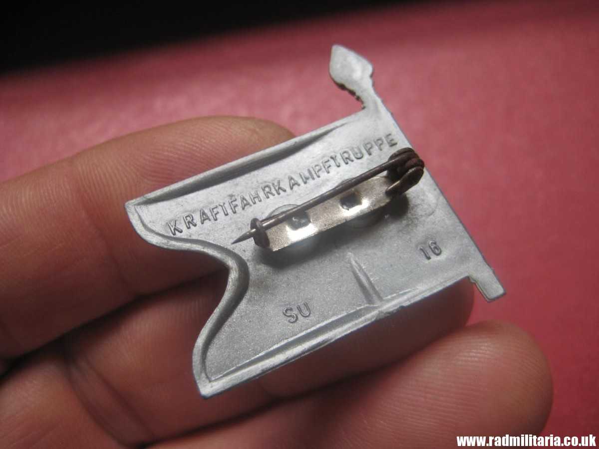 & WW2 German PLASTIC tinnie BADGE - WHW FLAG - KRAFTFAHRKAMPFTRUPPE SU16 in very good condition. - Image 5
