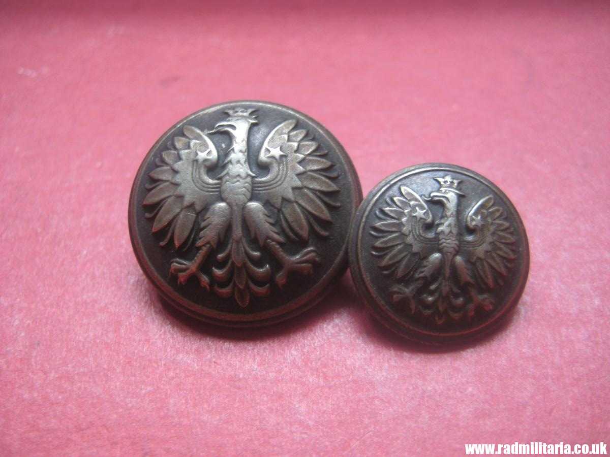 &  WW2 Polish Army BUTTONS with EAGLE a Pair, Swiss made, maker: HF Huguenin Freres, RARE !!! - Image 4