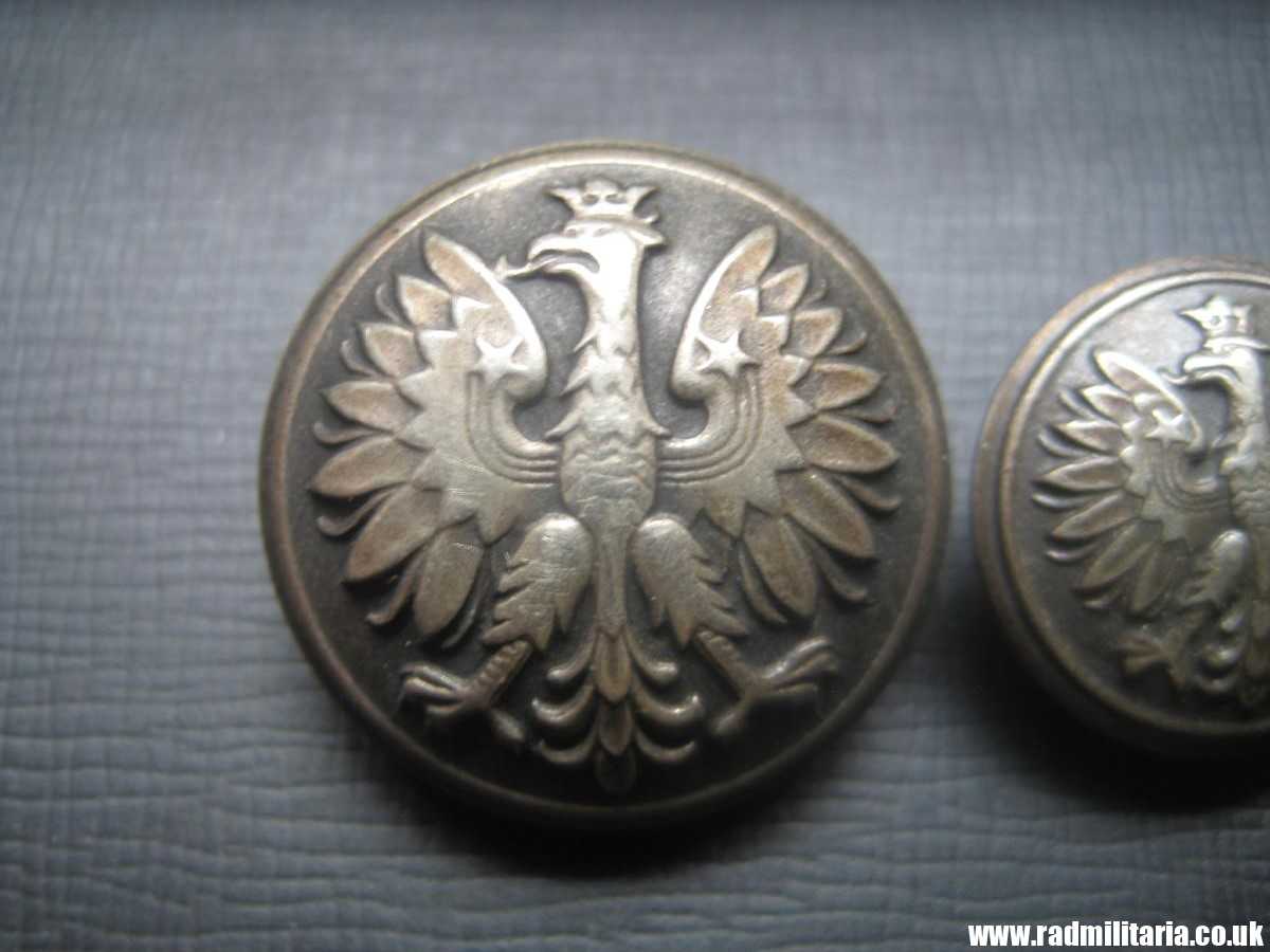 &  WW2 Polish Army BUTTONS with EAGLE a Pair, Swiss made, maker: HF Huguenin Freres, RARE !!! - Image 6