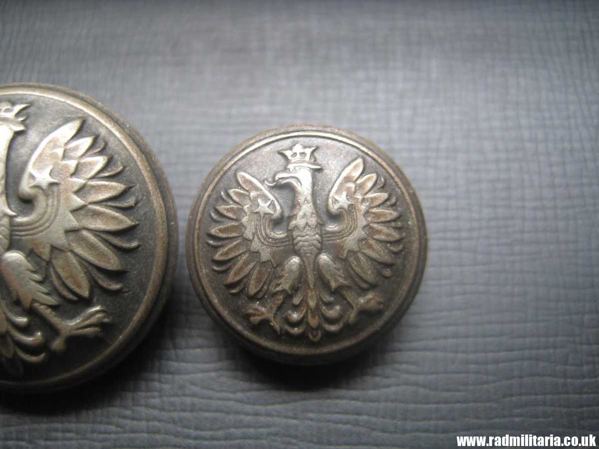 &  WW2 Polish Army BUTTONS with EAGLE a Pair, Swiss made, maker: HF Huguenin Freres, RARE !!! - Image 7