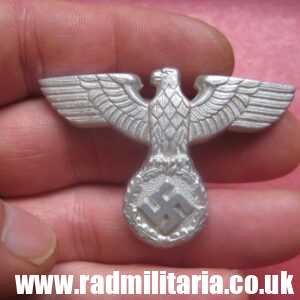 & WW2 Nazi German aluminum EAGLE BADGE - Cap Badge, marked: oLc RZM M1/24 - very good condition.