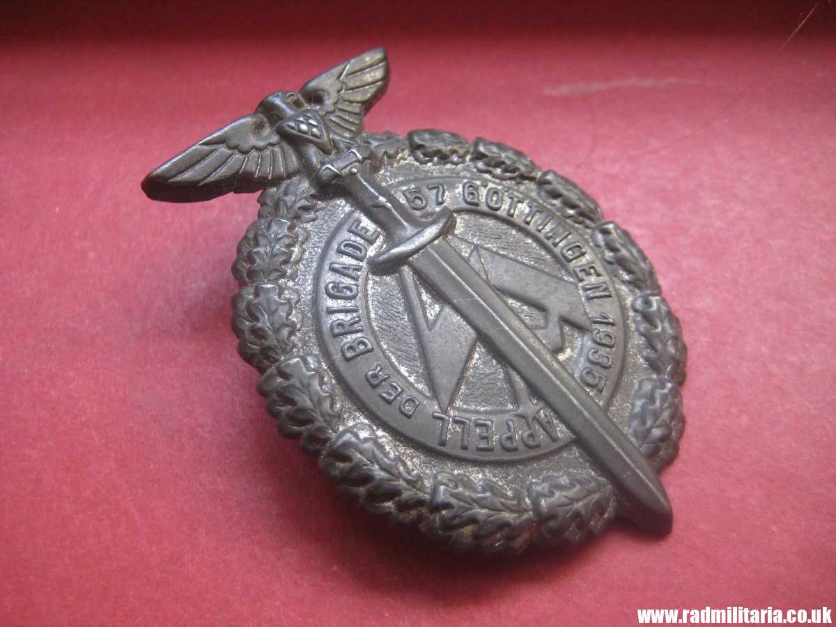 & German large size NSDAP Tinnie BADGE: SA Brigade 57 Gottingen rally badge. - Image 14