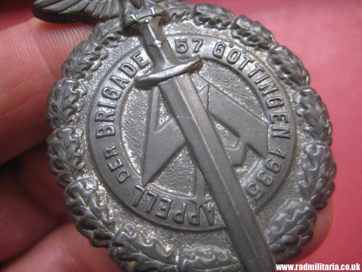 & German large size NSDAP Tinnie BADGE: SA Brigade 57 Gottingen rally badge. - Image 11