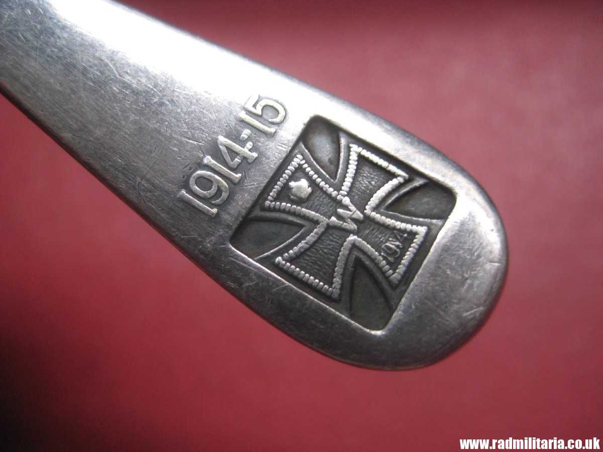 & WW1 German TEA SPOON with Iron Cross 1914 - 1915, maker: BRUCKMANN 100% genuine.