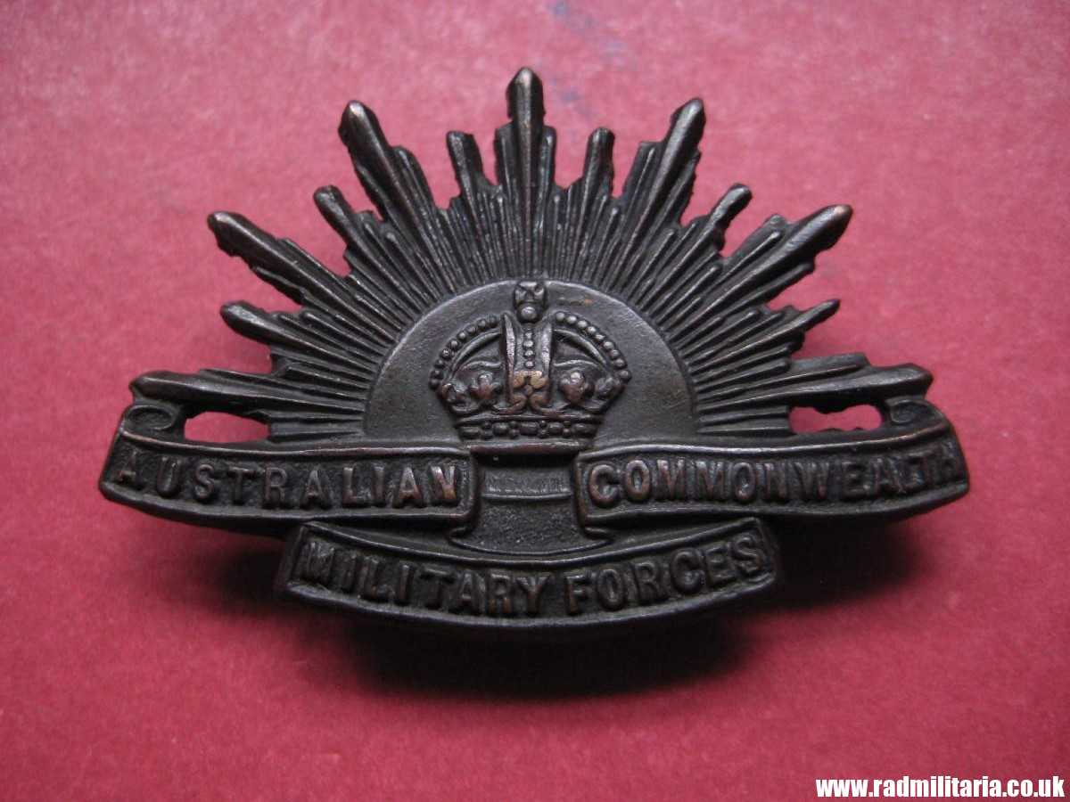 & WW1 Australian RISING SUN BADGE, collar badge marked: TIP TAFT B'HAM, original !! - Image 2