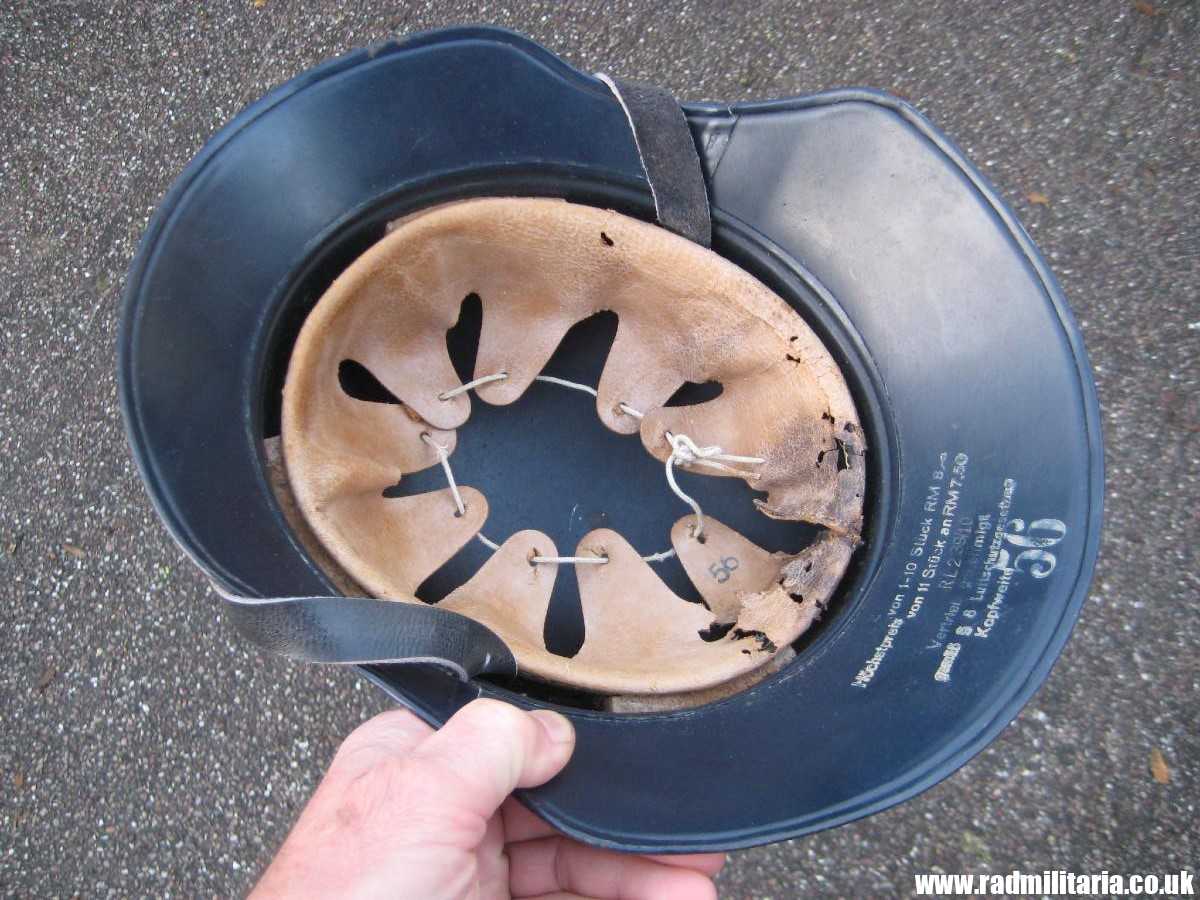 & original WW2 German steel helmet LUFTSCHUTZ "Gladiator" HELMET with liner - v. good condition as found. - Image 3