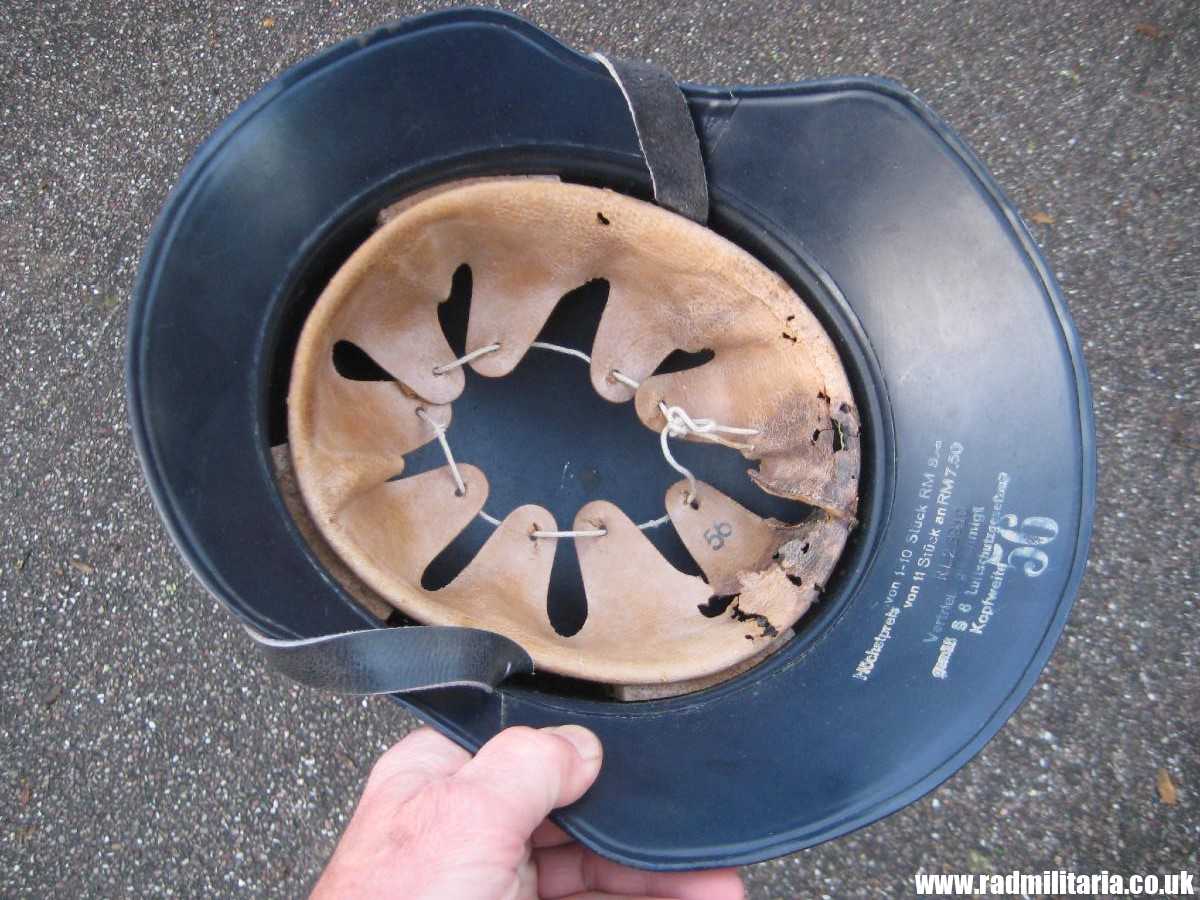 & original WW2 German steel helmet LUFTSCHUTZ "Gladiator" HELMET with liner - v. good condition as found. - Image 12