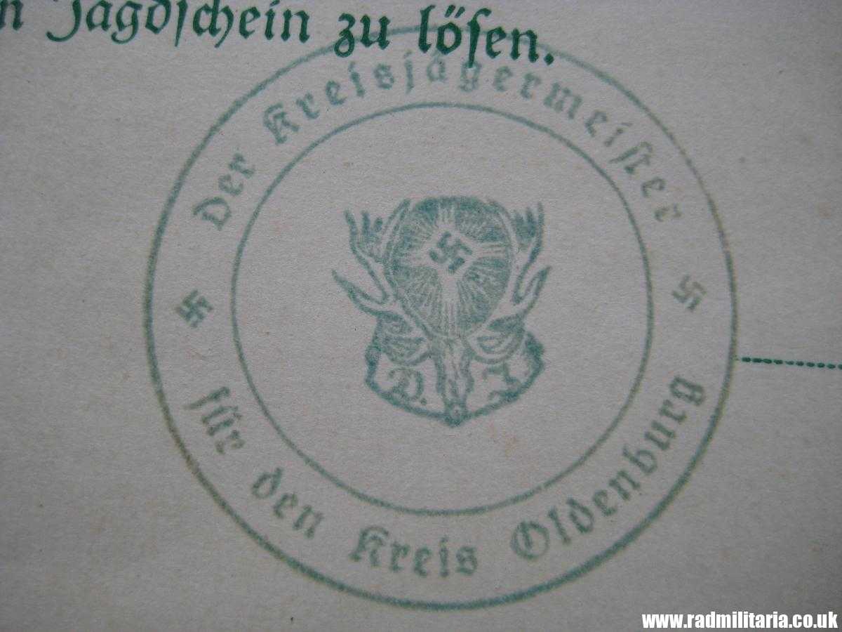 *& WW2 Nazi German DOCUMENT: Prufungs - Zeugnis 1937. HUNTING - Image 5