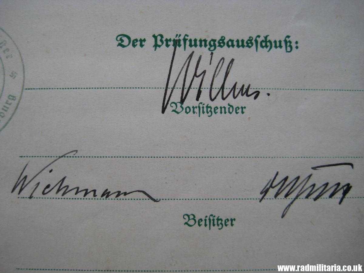 *& WW2 Nazi German DOCUMENT: Prufungs - Zeugnis 1937. HUNTING - Image 6