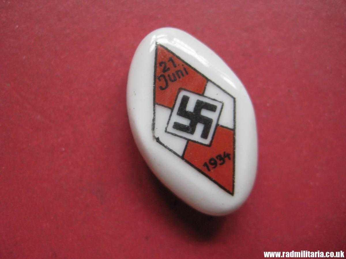 *& WW2 HJ Hitler Youth CERAMIC BADGE 21 JUNI 1934 - good condition. - Image 5