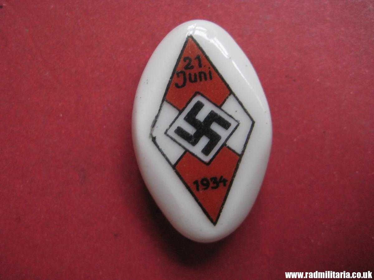 *& WW2 HJ Hitler Youth CERAMIC BADGE 21 JUNI 1934 - good condition. - Image 6