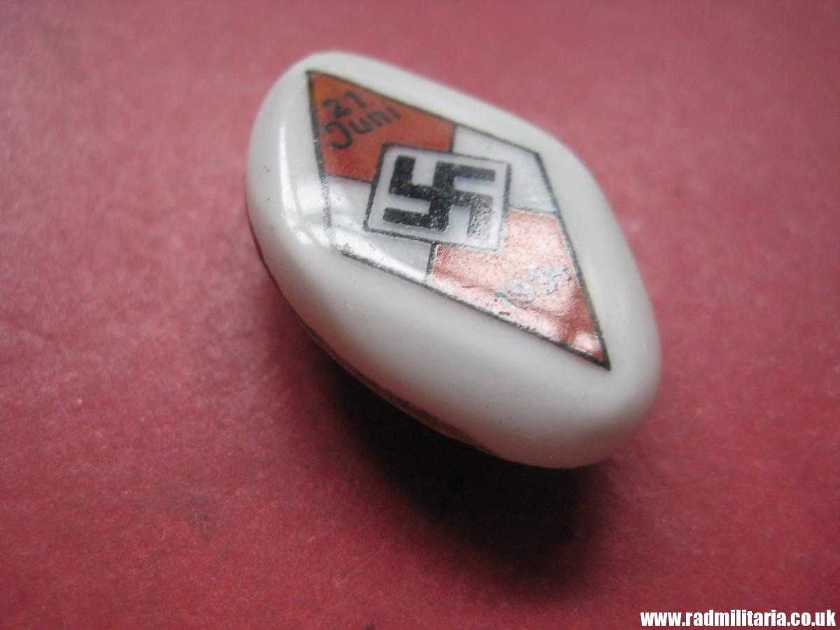 *& WW2 HJ Hitler Youth CERAMIC BADGE 21 JUNI 1934 - good condition. - Image 7