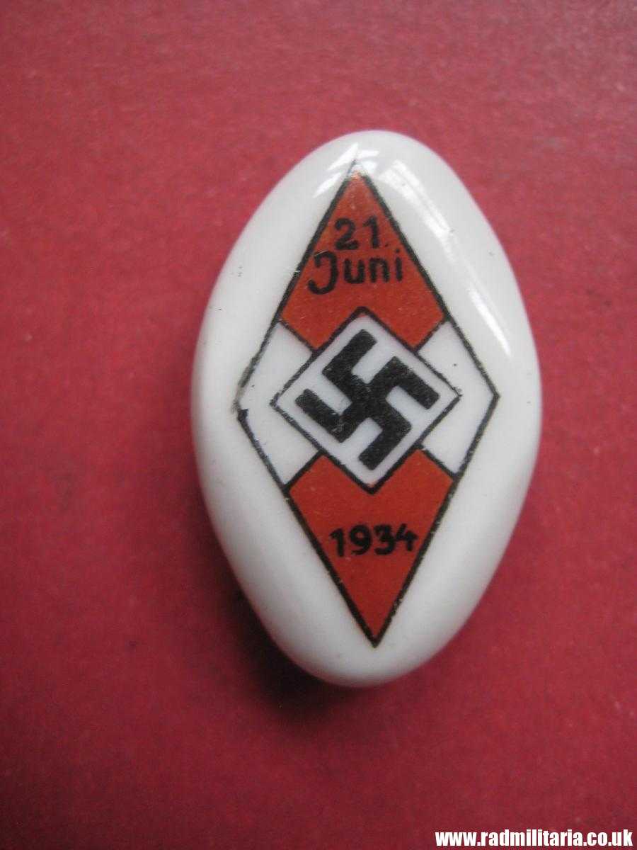 *& WW2 HJ Hitler Youth CERAMIC BADGE 21 JUNI 1934 - good condition. - Image 8