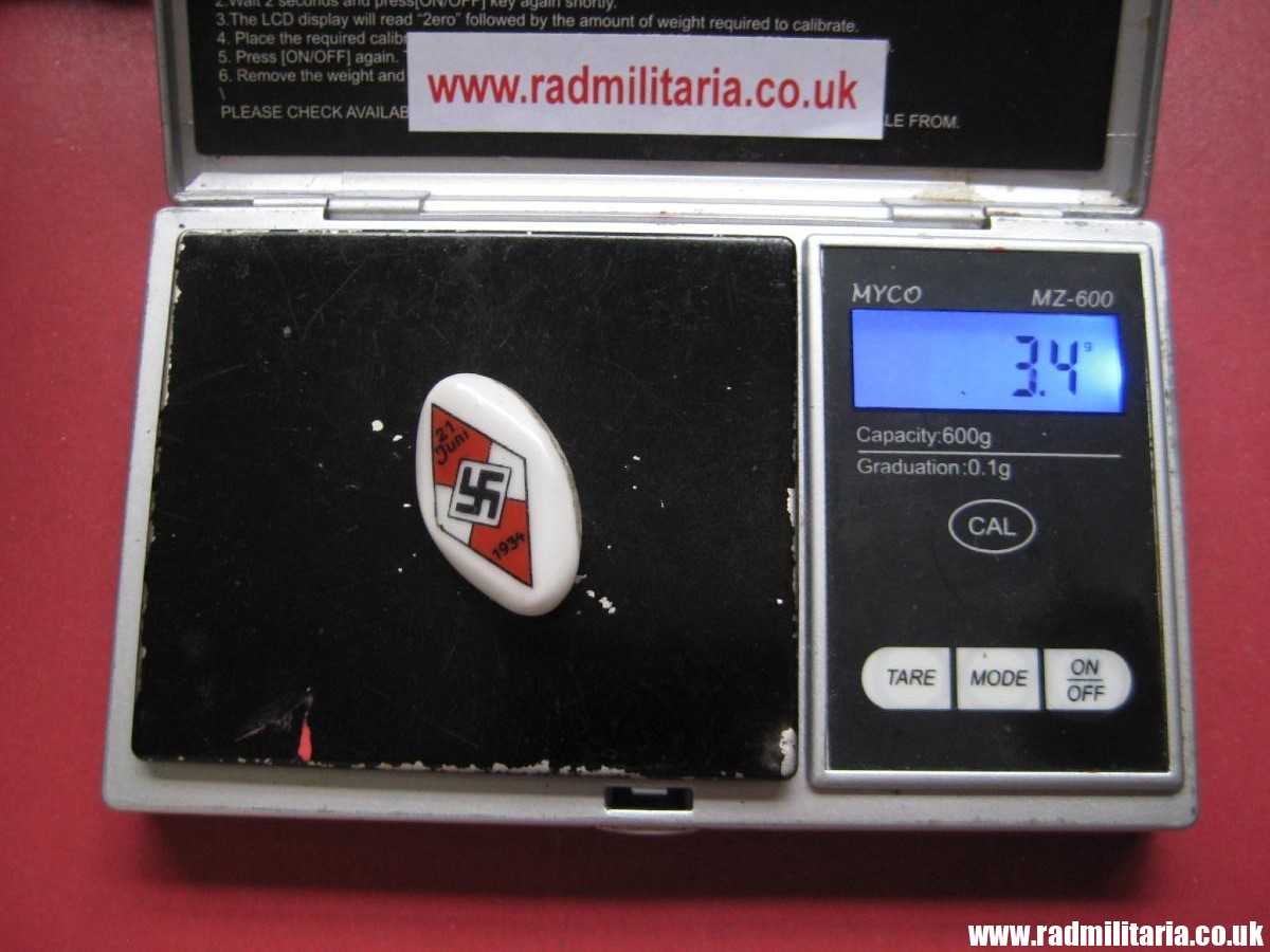 *& WW2 HJ Hitler Youth CERAMIC BADGE 21 JUNI 1934 - good condition. - Image 15