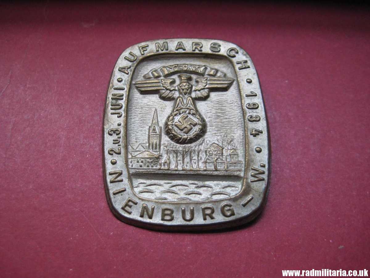 *& WW2 original German NSKK TINNIE BADGE Nienburg - Wilhelmshaven June 2-3 1934. - Image 5