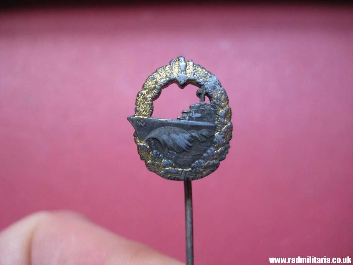 *& original WW2 German KRIEGSMARINE miniature DESTROYER WAR BADGE zinc pin badge. - Image 6
