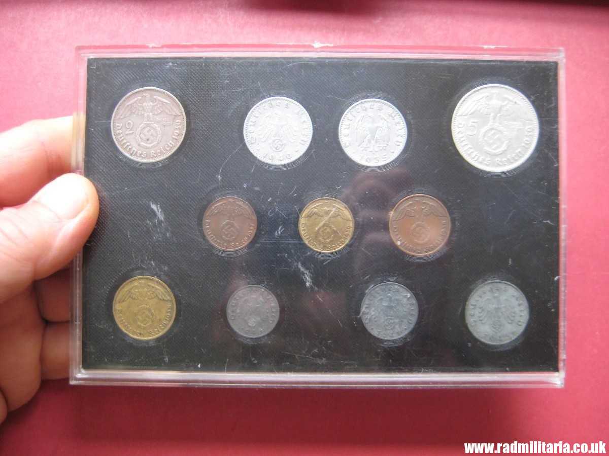 *& Set of 11 original WW2 German COINS with EAGLE 1935 - 1943 in used condition with plastic cover (no.12) - Image 2