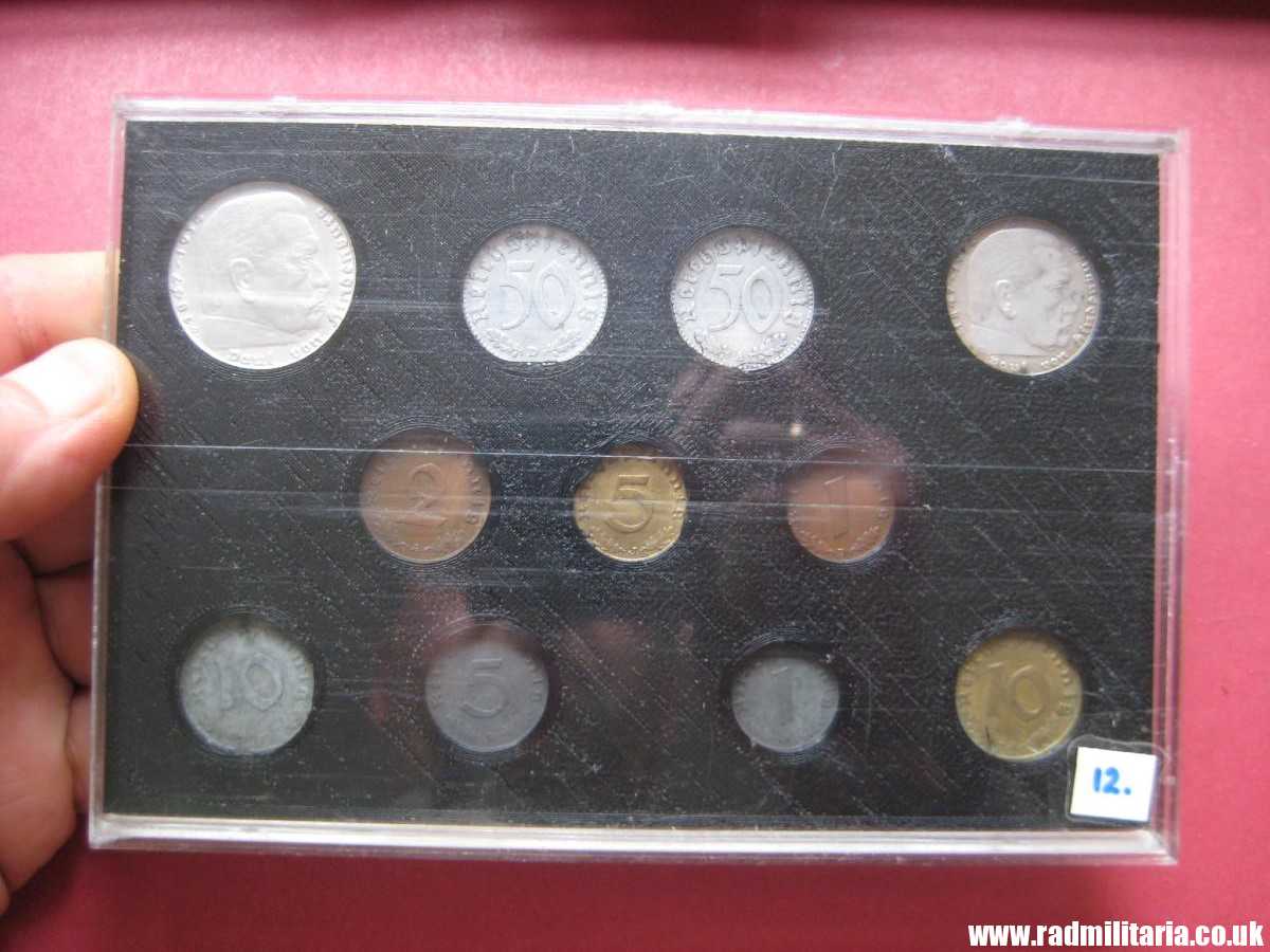 *& Set of 11 original WW2 German COINS with EAGLE 1935 - 1943 in used condition with plastic cover (no.12) - Image 3