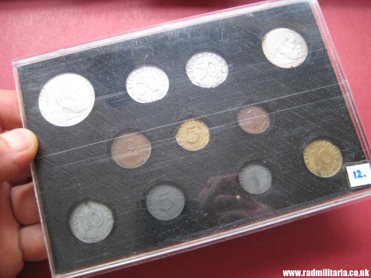 *& Set of 11 original WW2 German COINS with EAGLE 1935 - 1943 in used condition with plastic cover (no.12) - Image 4