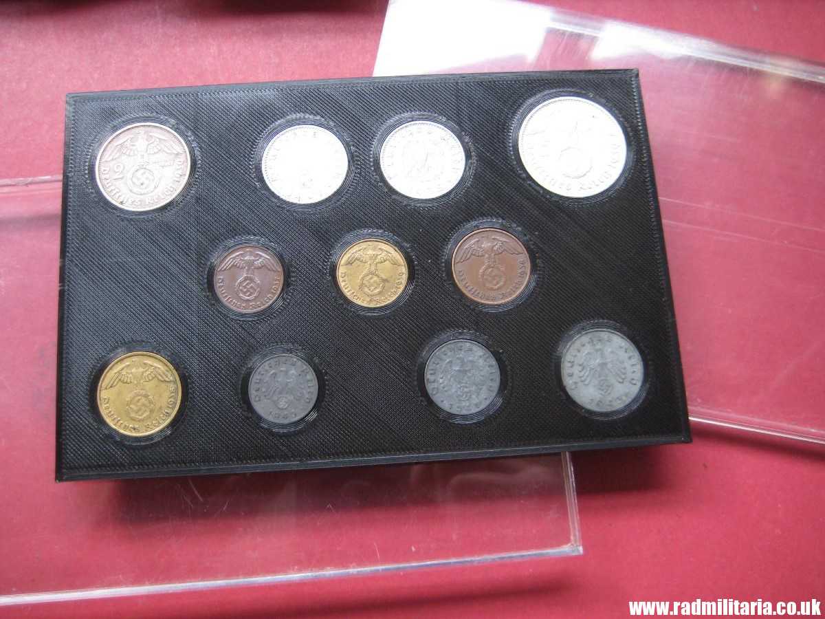 *& Set of 11 original WW2 German COINS with EAGLE 1935 - 1943 in used condition with plastic cover (no.12)