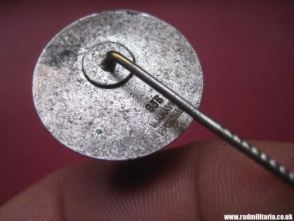 & WW2 original Nazi German PIN Enamel BADGE solid silver 935 maker: B.H. Mayer Pforzheim. - Image 5
