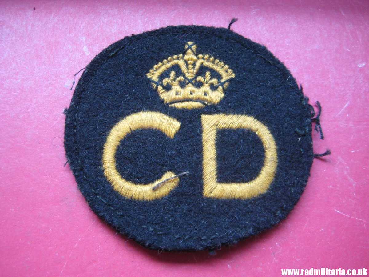 & WW2 original British PATCH - CIVIL DEFENCE (CD) embroidered cloth uniform breast BADGE. - Image 5